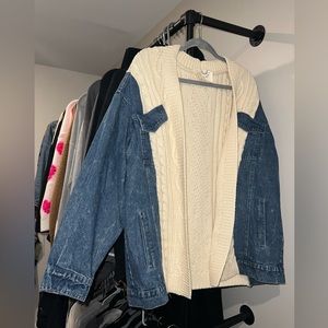 Fantastic Fawn knit and denim mixed jacket!